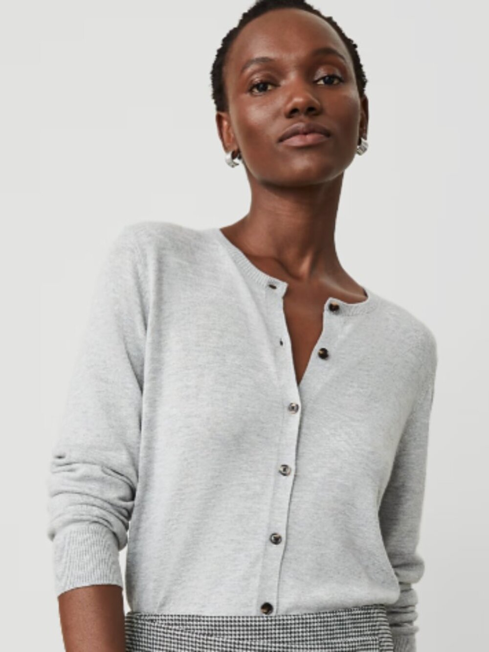 Ann Taylor Men's Light Gray Button-Front Cardigan